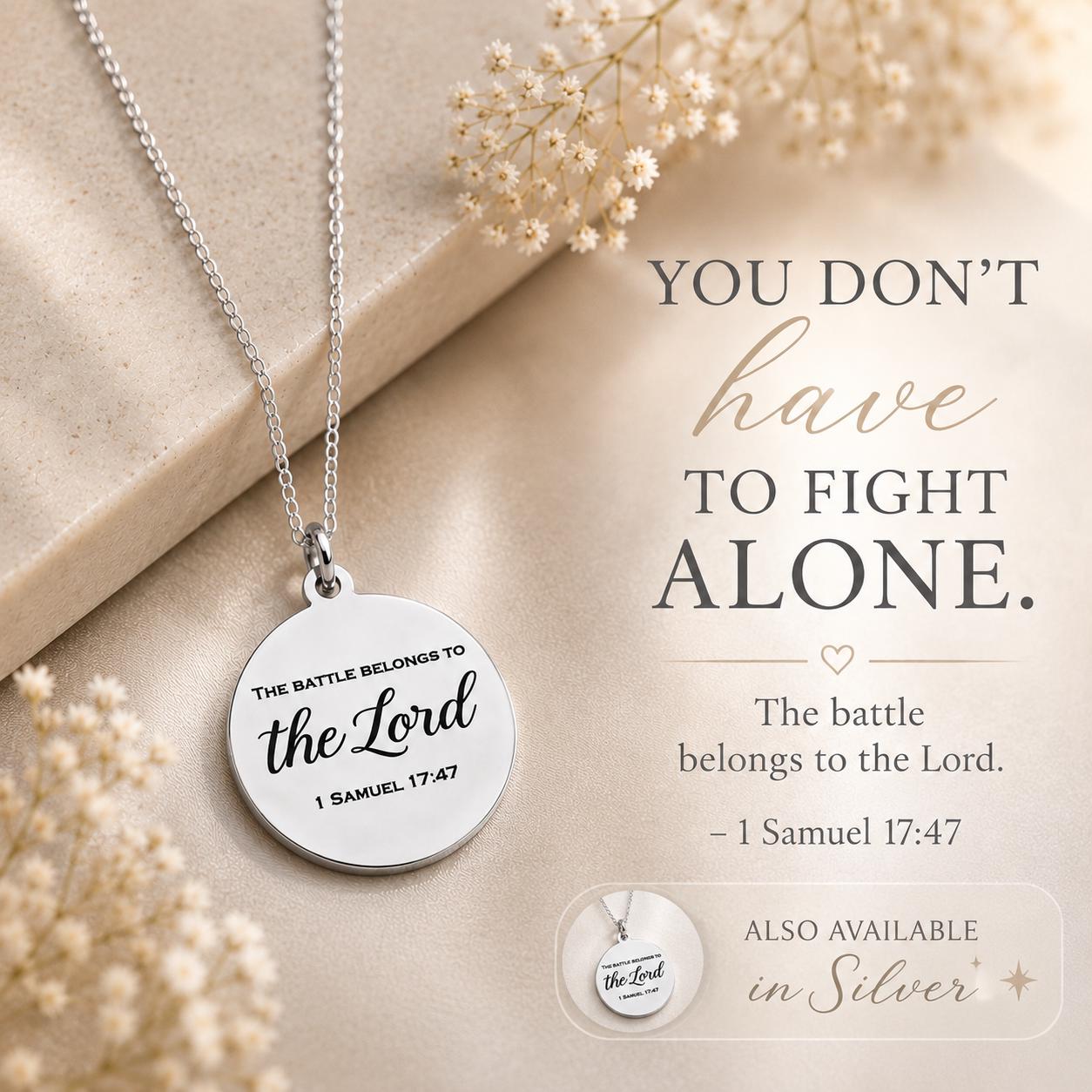 The Battle Belongs To The Lord Bible Verse Necklace, 1 Samuel 17:47, Christian Gifts, Personalized Necklace