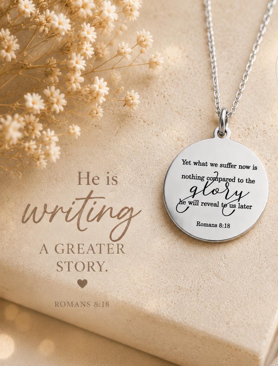 Romans 8:18 Necklace, Yet What We Suffer Now Is Nothing Compared to the Glory, Bible Verse Necklace, Christian Gift Women, Scripture Jewelry