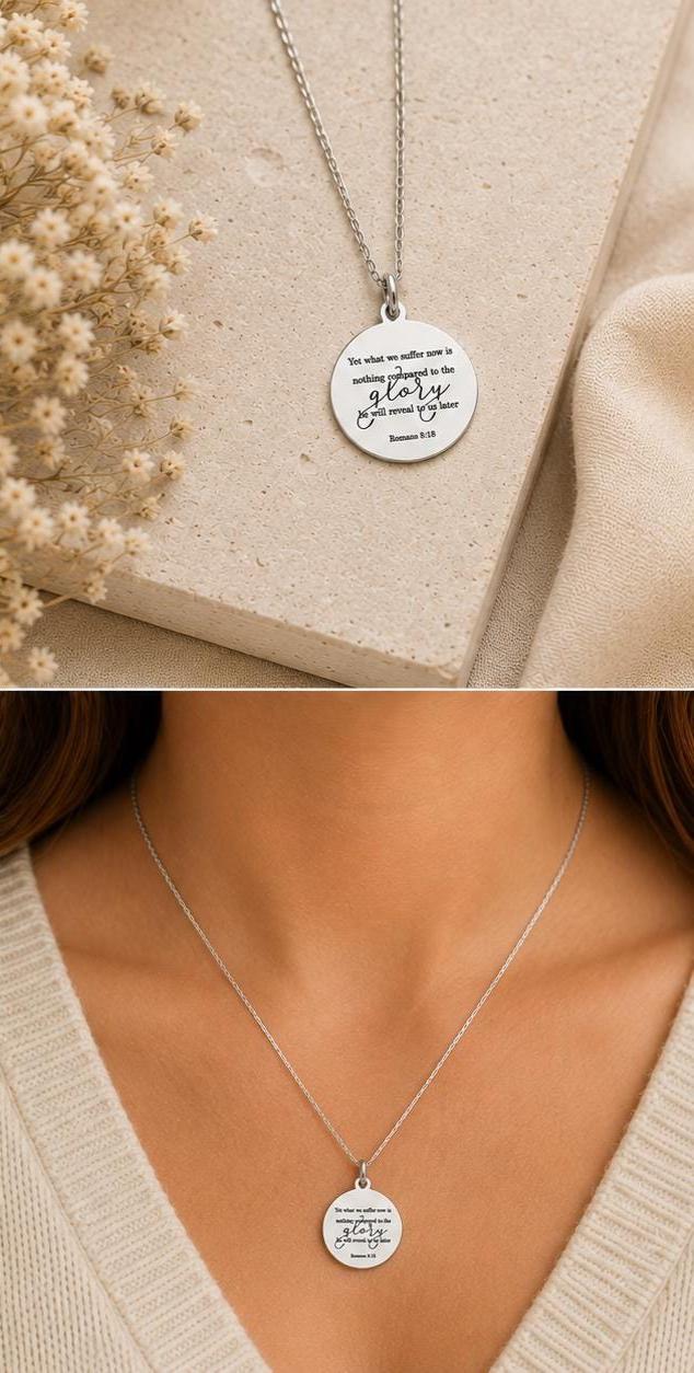 Romans 8:18 Necklace, Yet What We Suffer Now Is Nothing Compared to the Glory, Bible Verse Necklace, Christian Gift Women, Scripture Jewelry