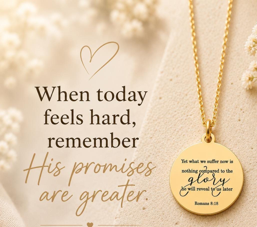 Romans 8:18 Necklace, Yet What We Suffer Now Is Nothing Compared to the Glory, Bible Verse Necklace, Christian Gift Women, Scripture Jewelry