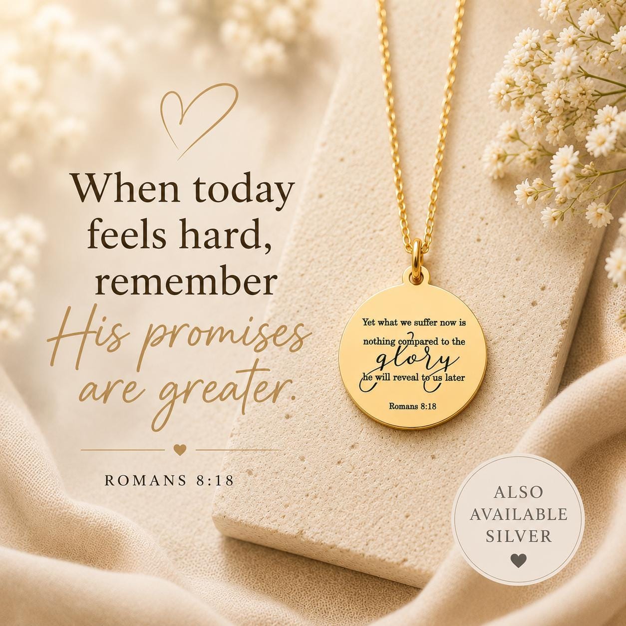 Romans 8:18 Present Sufferings Bible Verse Necklace, Christian Gifts, Scripture Charm, The Glory To Come Necklace Motivational Faith Jewelry