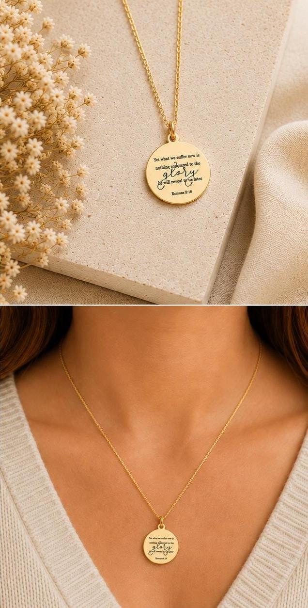 Romans 8:18 Present Sufferings Bible Verse Necklace, Christian Gifts, Scripture Charm, The Glory To Come Necklace Motivational Faith Jewelry