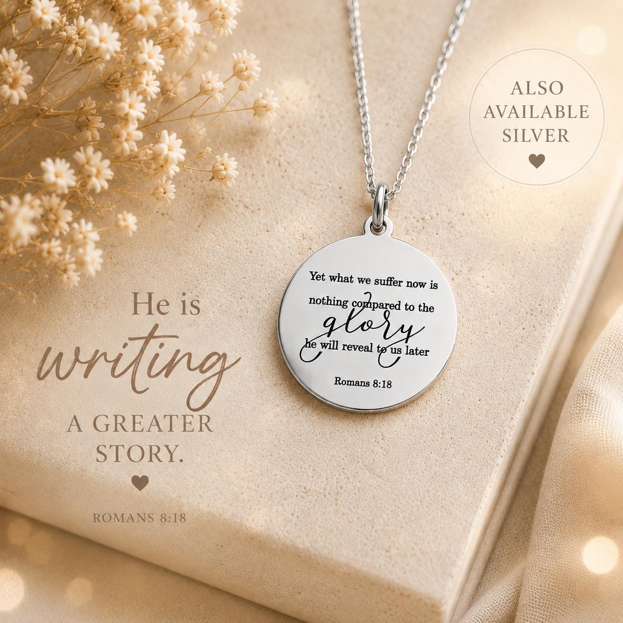 Romans 8:18 Present Sufferings Bible Verse Necklace, Christian Gifts, Scripture Charm, The Glory To Come Necklace Motivational Faith Jewelry