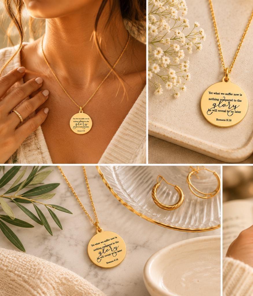 Romans 8:18 Present Sufferings Bible Verse Necklace, Christian Gifts, Scripture Charm, The Glory To Come Necklace Motivational Faith Jewelry