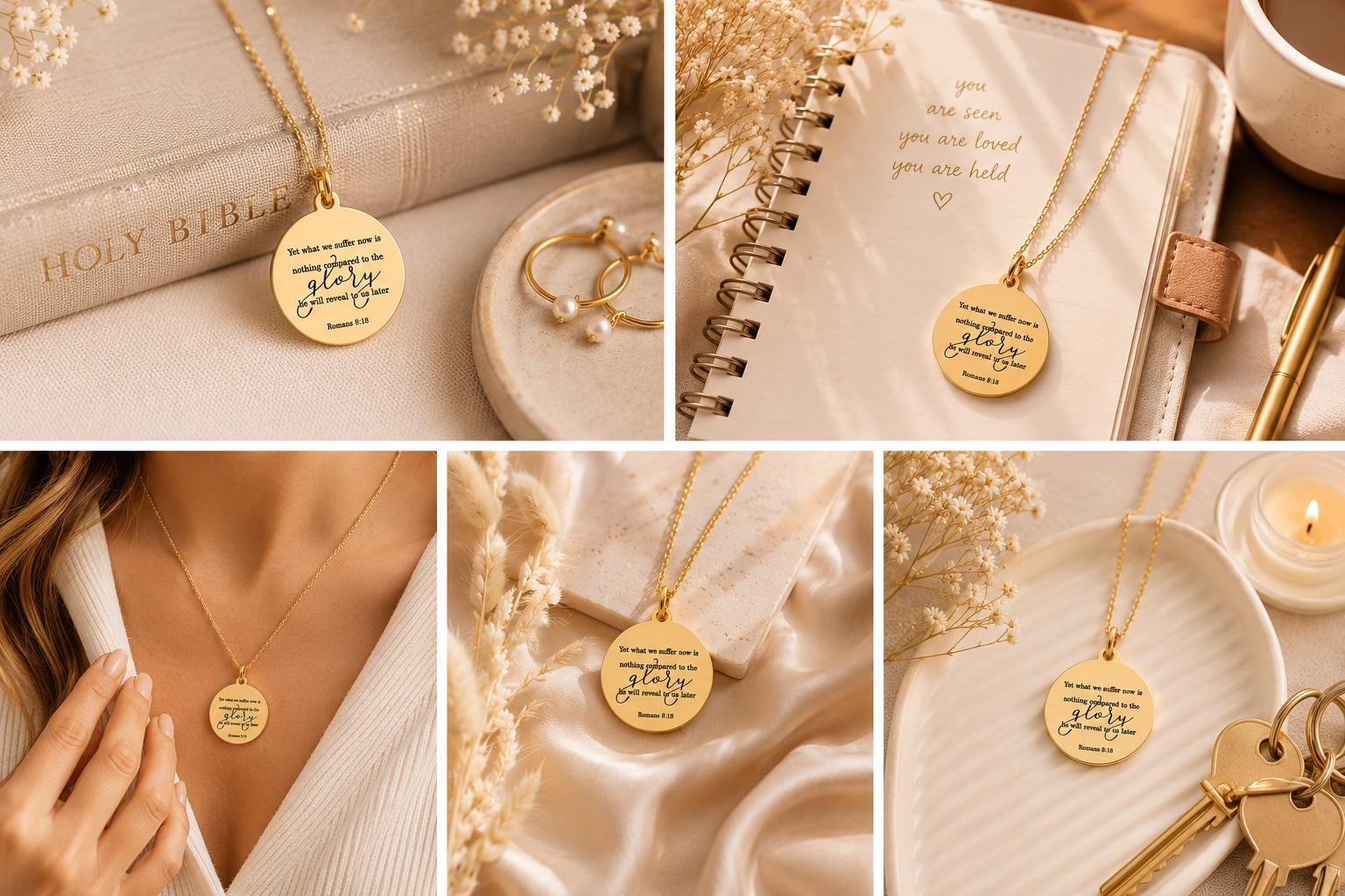 Romans 8:18 Present Sufferings Bible Verse Necklace, Christian Gifts, Scripture Charm, The Glory To Come Necklace Motivational Faith Jewelry