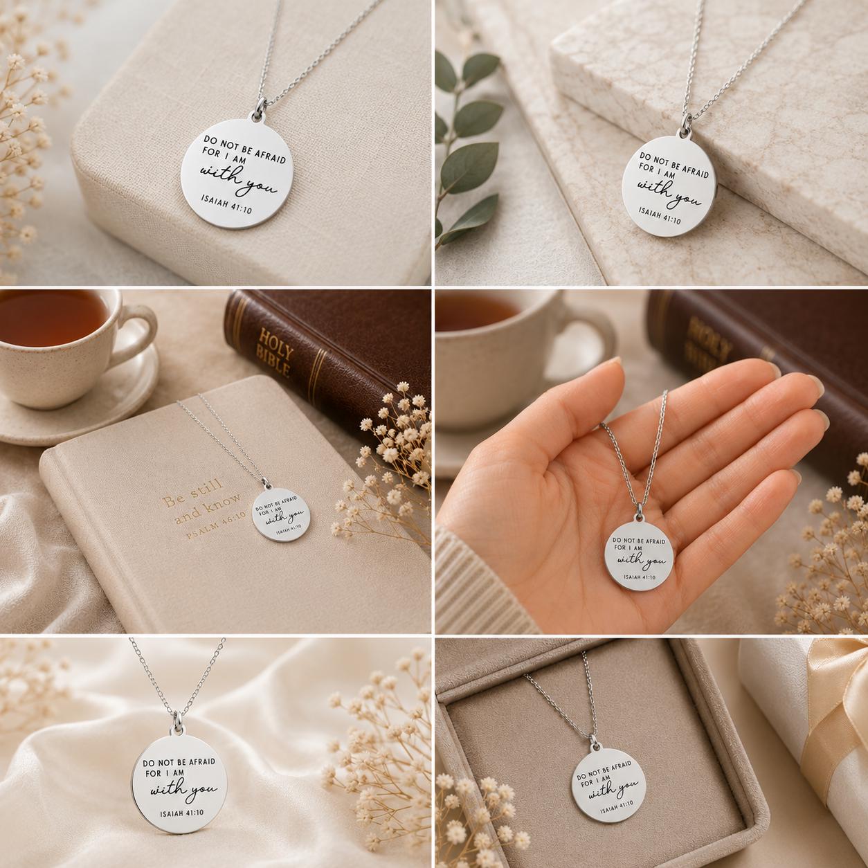 Isaiah 41:10 Necklace, Do Not Be Afraid For I Am With You, Christian Gift for Women, Bible Verse Jewelry, Religious Gift, Encouragement Gift