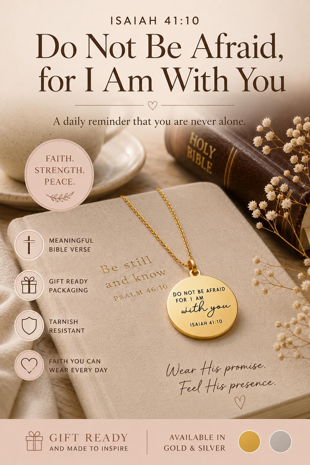 Isaiah 41:10 Necklace, Do Not Be Afraid For I Am With You, Christian Gift for Women, Bible Verse Jewelry, Religious Gift, Encouragement Gift