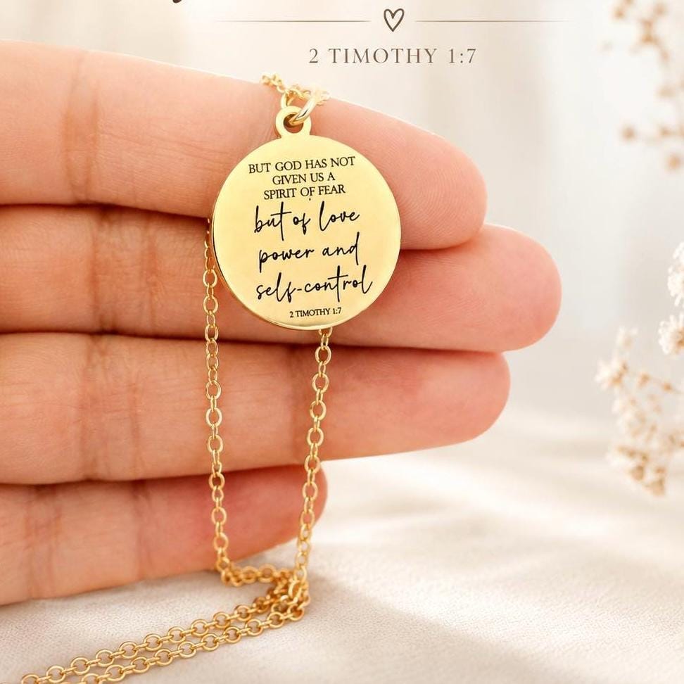 God Has Not Given Us A Spirit Of Fear, 2 Timothy 1:7 Necklace, Christian Gift for Women, Bible Verse Necklace, Faith Jewelry