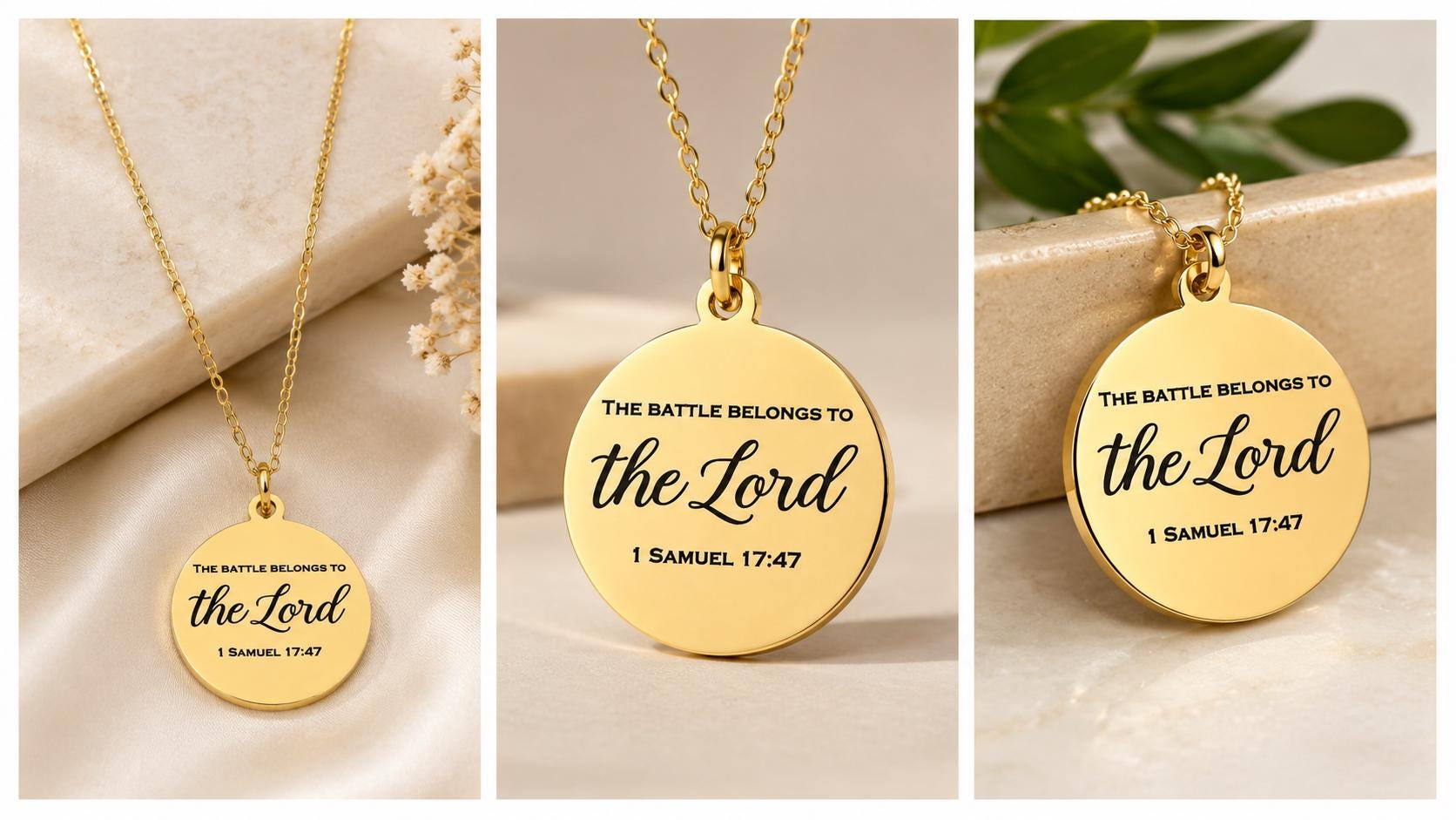 The Battle Belongs To The Lord Bible Verse Necklace, 1 Samuel 17:47, Christian Gifts, Personalized Necklace