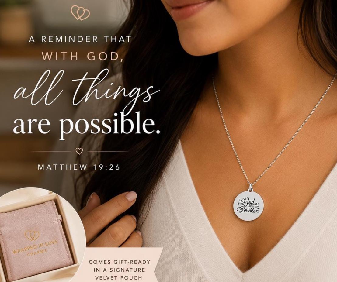 With God All Things Are Possible Necklace | Matthew 19:26 Necklace | Christian Gift for Women | Faith Jewelry | Bible Verse Necklace