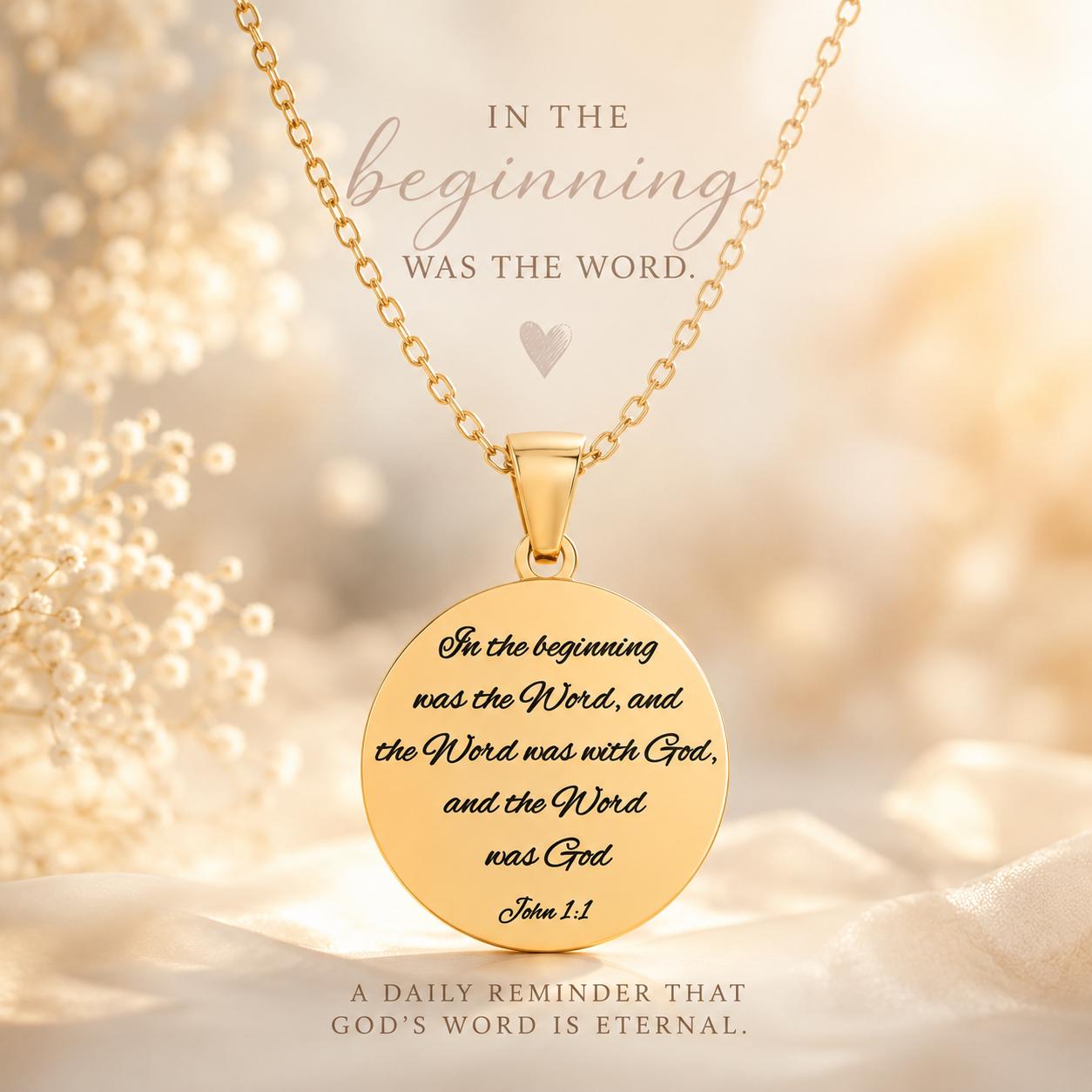 Personalized Necklace Christian Gifts In the beginning was The Word John 1:1 Scripture Charms