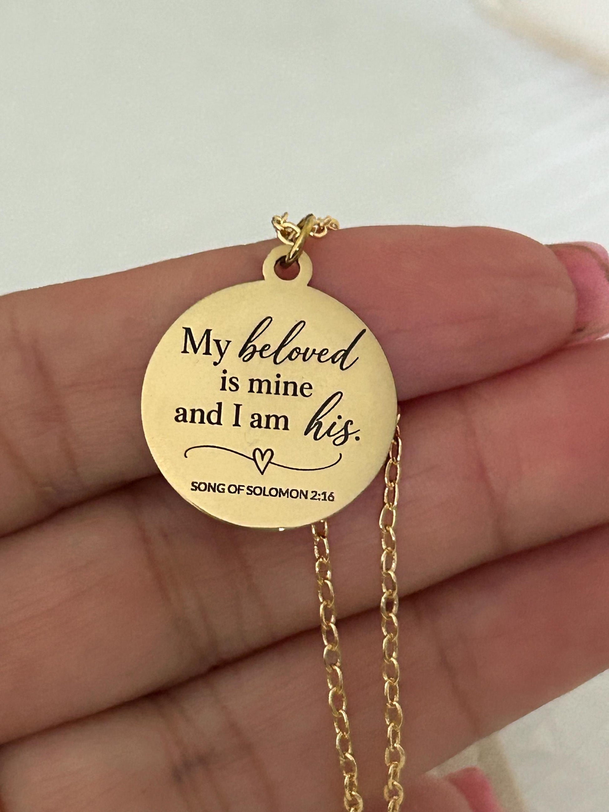My Beloved Is Mine and I Am His Necklace | Song of Solomon 2:16 | Christian Necklace | Bible Verse Jewelry | Anniversary Gift | Wedding Gift