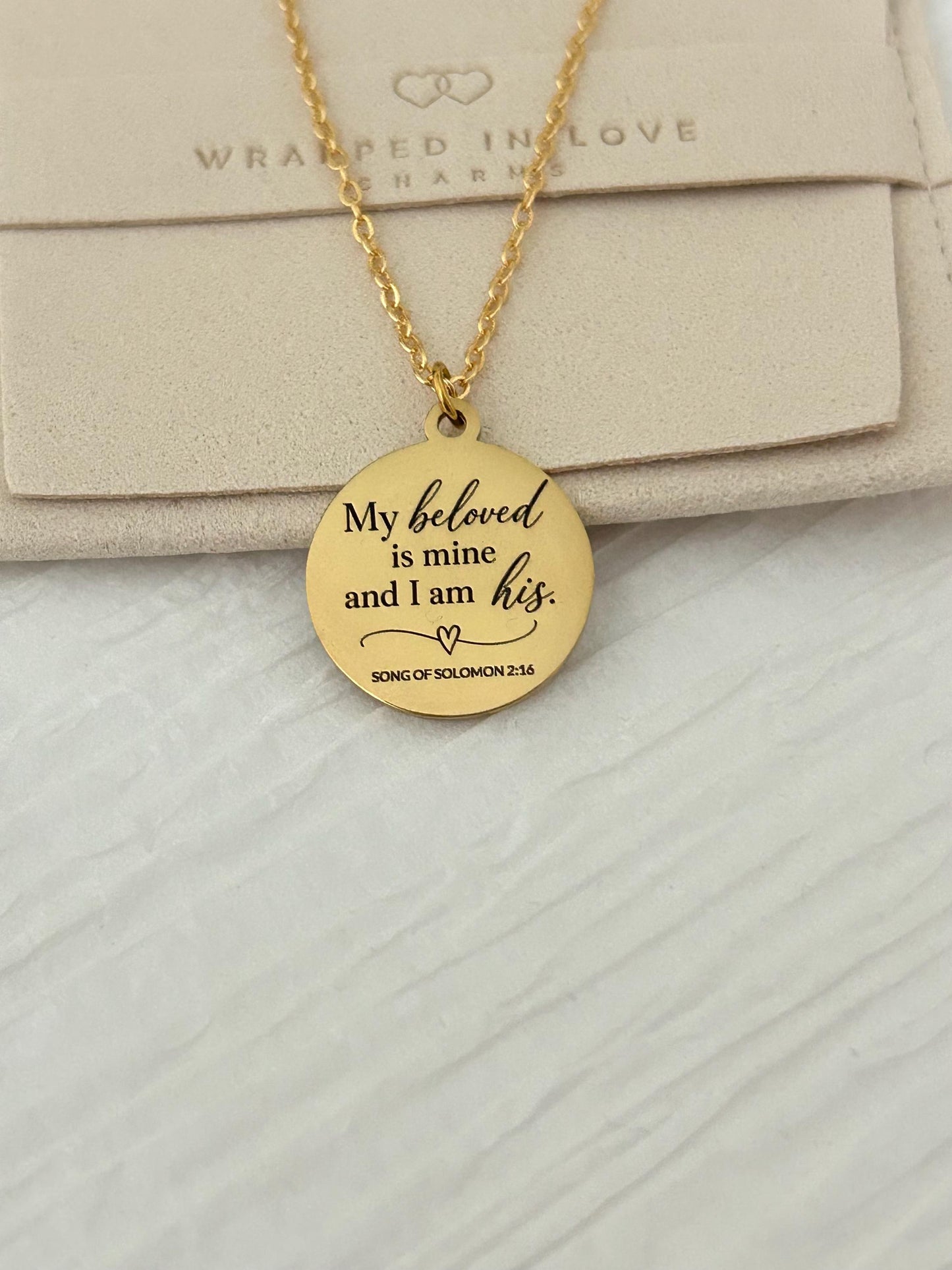 My Beloved Is Mine and I Am His Necklace | Song of Solomon 2:16 | Christian Necklace | Bible Verse Jewelry | Anniversary Gift | Wedding Gift