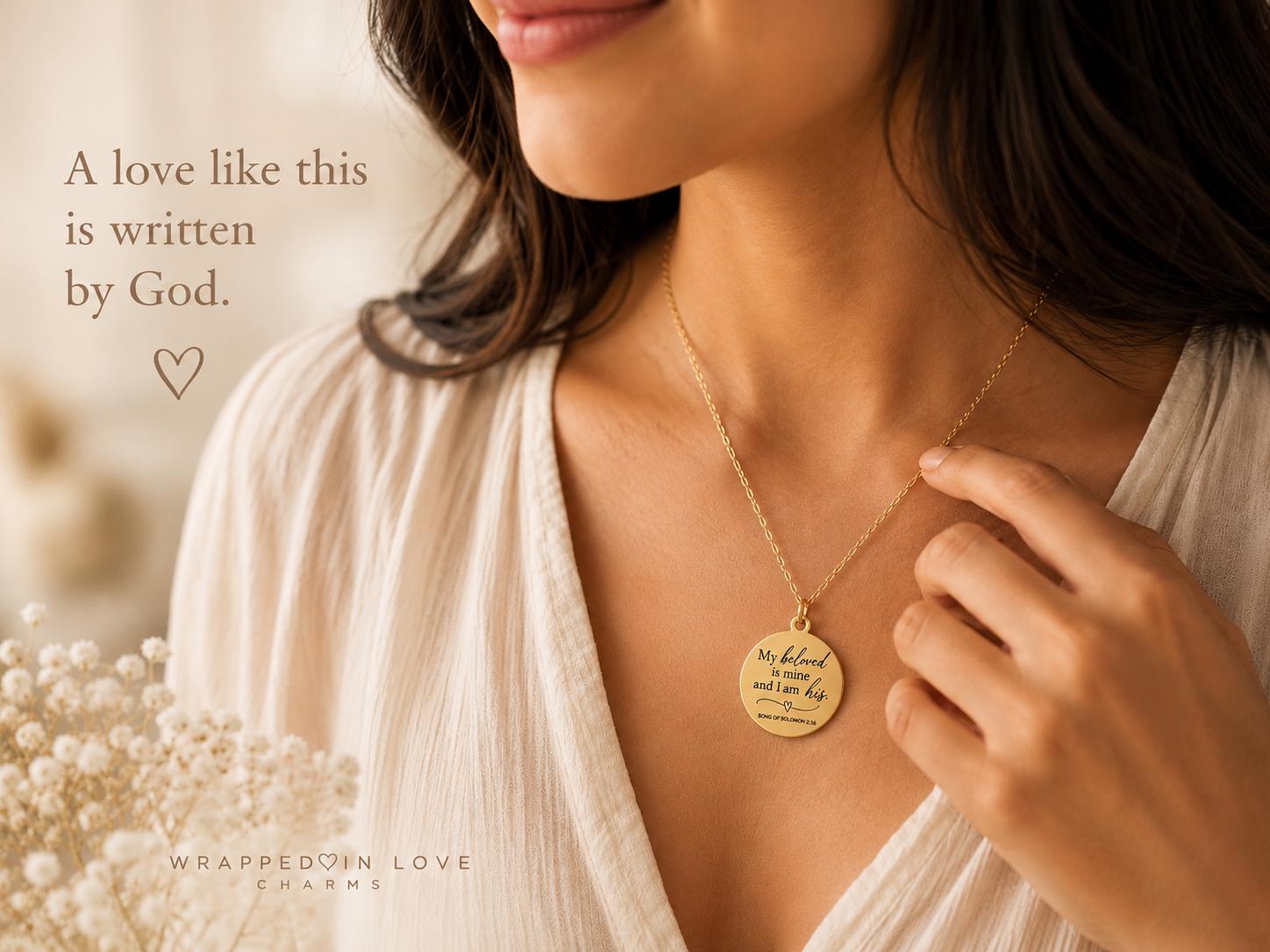 My Beloved Is Mine and I Am His Necklace | Song of Solomon 2:16 | Christian Necklace | Bible Verse Jewelry | Anniversary Gift | Wedding Gift