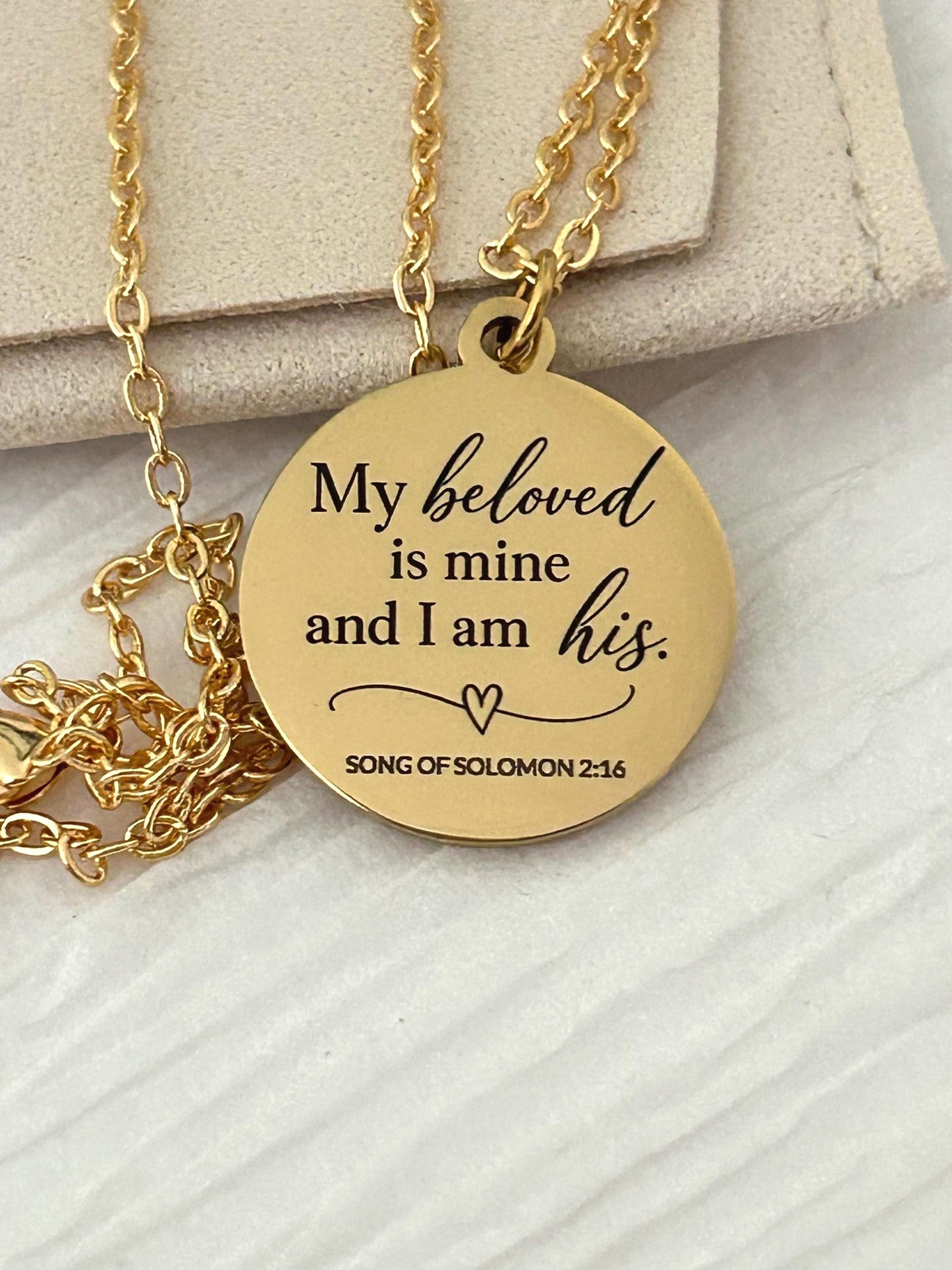 My Beloved Is Mine and I Am His Necklace | Song of Solomon 2:16 | Christian Necklace | Bible Verse Jewelry | Anniversary Gift | Wedding Gift