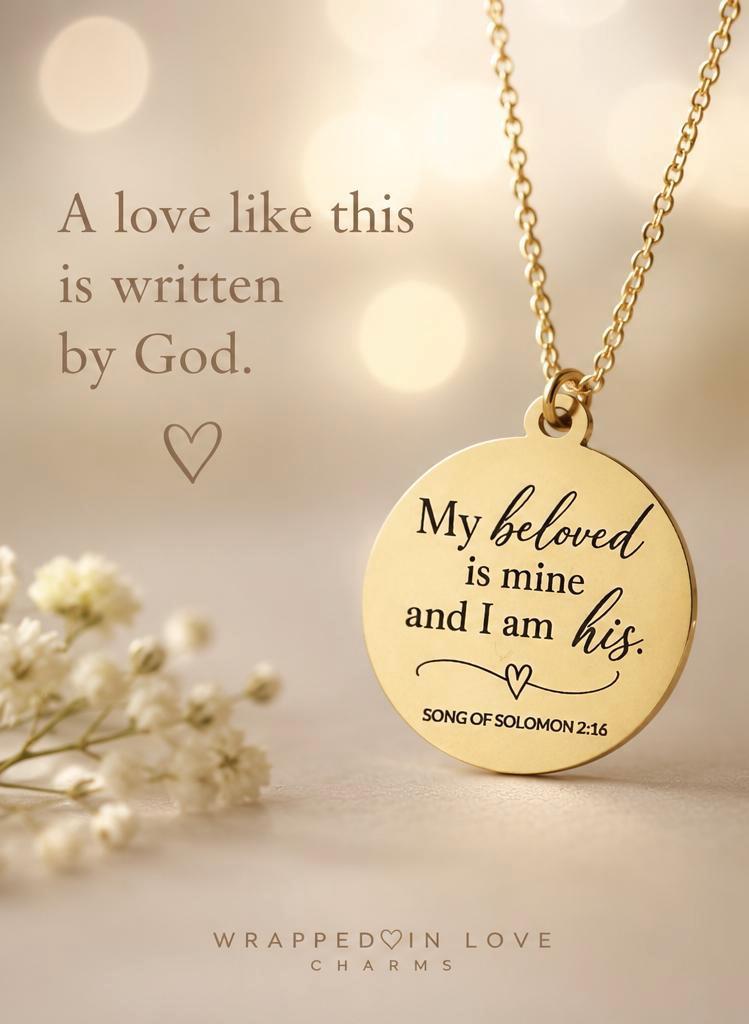 My Beloved Is Mine and I Am His Necklace | Song of Solomon 2:16 | Christian Necklace | Bible Verse Jewelry | Anniversary Gift | Wedding Gift