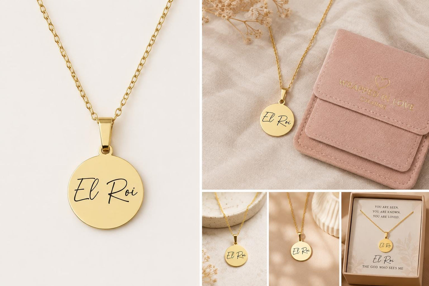 El Roi Necklace The God Who Sees Me, Christian Gold Necklace, Faith Jewelry for Women, Bible Inspired Gift, Encouragement Gift