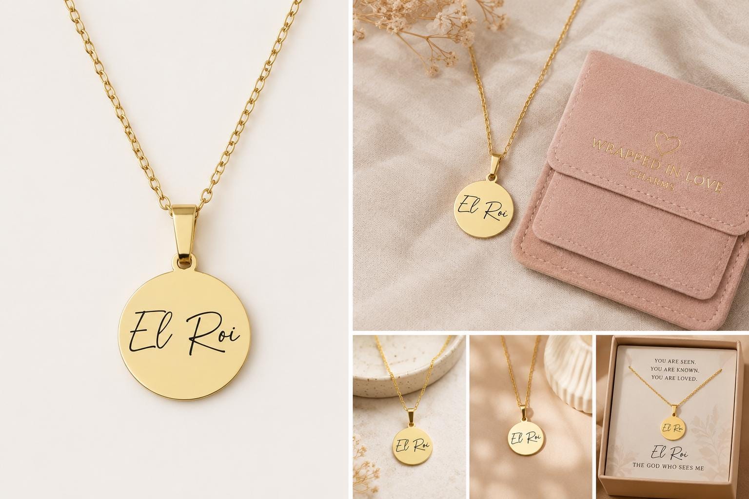 El Roi Necklace The God Who Sees Me, Christian Gold Necklace, Faith Jewelry for Women, Bible Inspired Gift, Encouragement Gift
