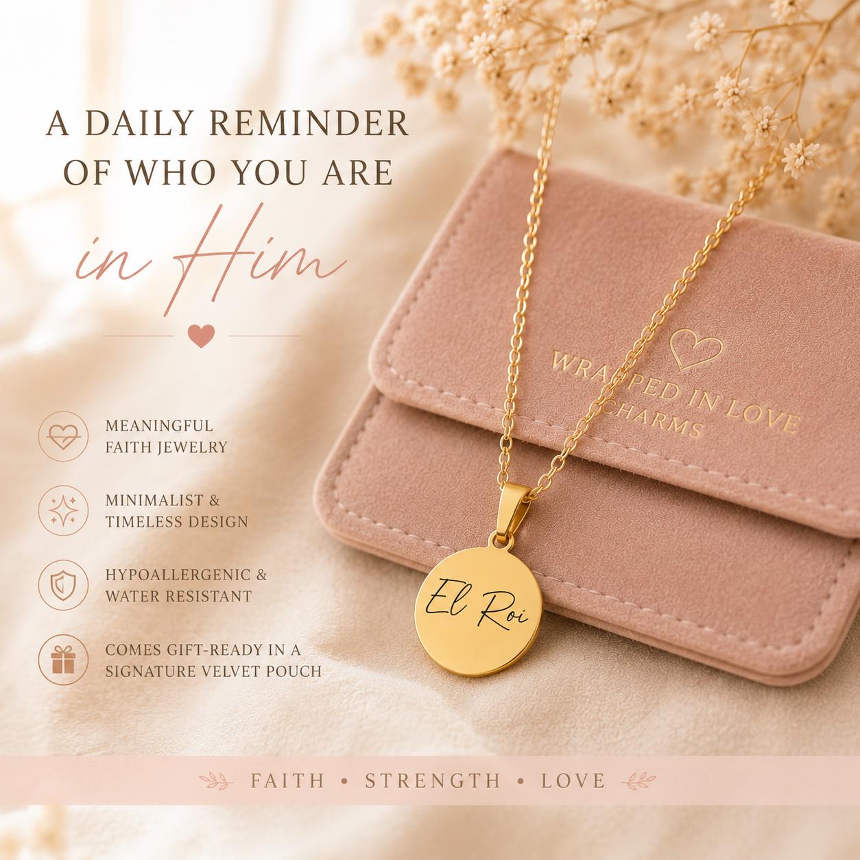 El Roi Necklace The God Who Sees Me, Christian Gold Necklace, Faith Jewelry for Women, Bible Inspired Gift, Encouragement Gift