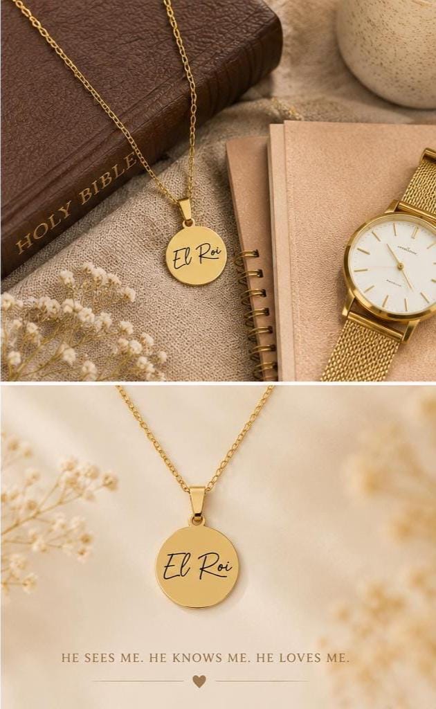 El Roi Necklace The God Who Sees Me, Christian Gold Necklace, Faith Jewelry for Women, Bible Inspired Gift, Encouragement Gift