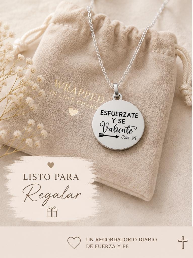 Josue 1:9 Esfuerzate y se Valiente Collar Be Strong And Courageous Bible verse Necklace Christian Gifts Scripture Jewelry Motivational Gifts