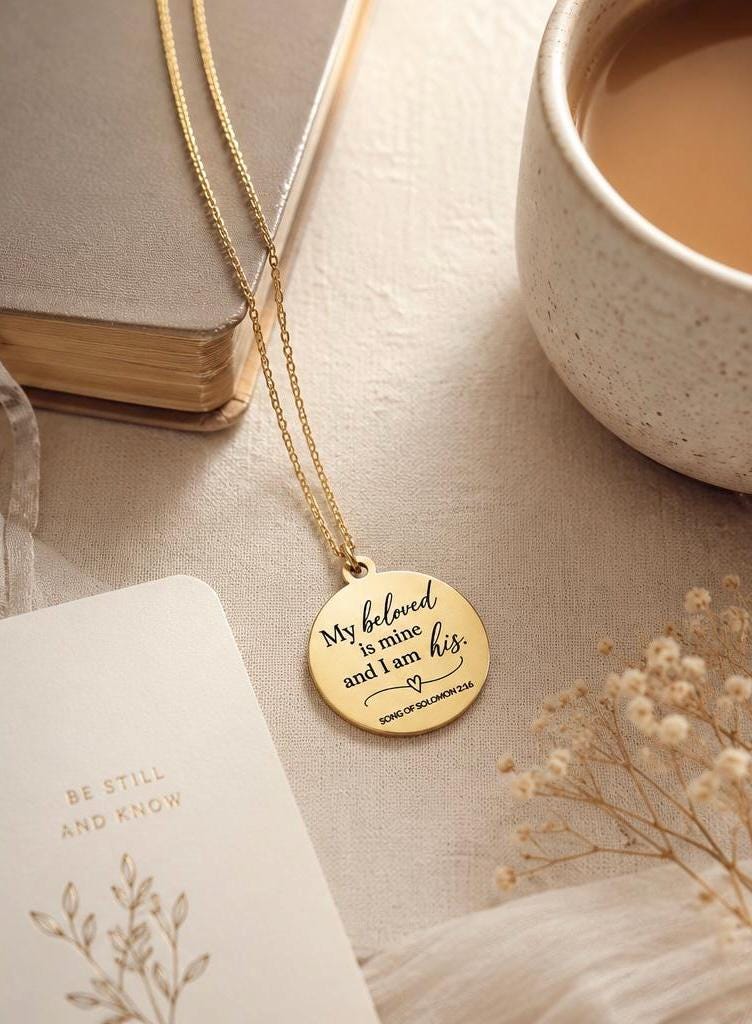 My Beloved Is Mine and I Am His Necklace | Song of Solomon 2:16 | Christian Necklace | Bible Verse Jewelry | Anniversary Gift | Wedding Gift