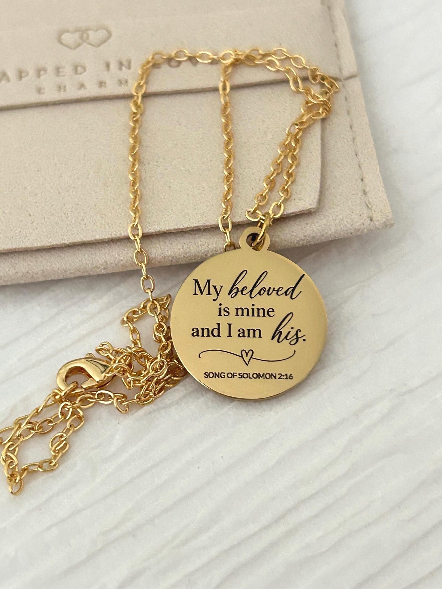 My Beloved Is Mine and I Am His Necklace | Song of Solomon 2:16 | Christian Necklace | Bible Verse Jewelry | Anniversary Gift | Wedding Gift