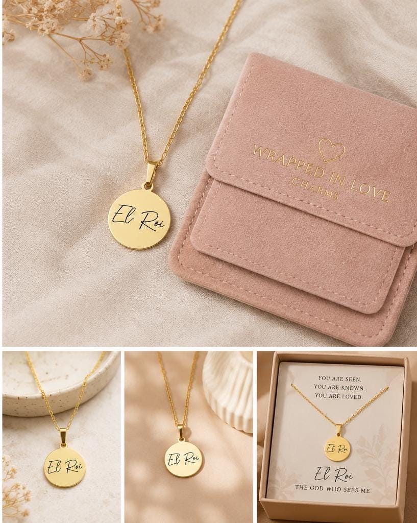 El Roi Necklace The God Who Sees Me, Christian Gold Necklace, Faith Jewelry for Women, Bible Inspired Gift, Encouragement Gift