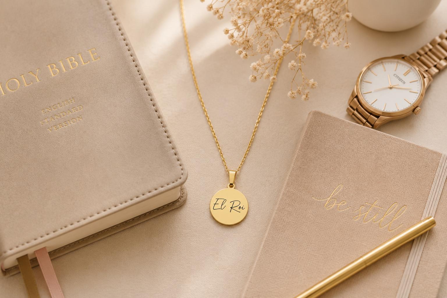 El Roi Necklace The God Who Sees Me, Christian Gold Necklace, Faith Jewelry for Women, Bible Inspired Gift, Encouragement Gift