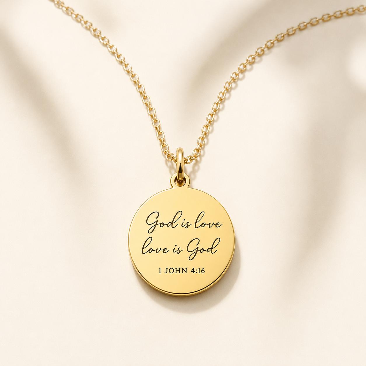 1 John 4:16 Necklace, God Is Love Necklace, Christian Bible Verse Jewelry, Gold Scripture Pendant, Faith Gift for Her