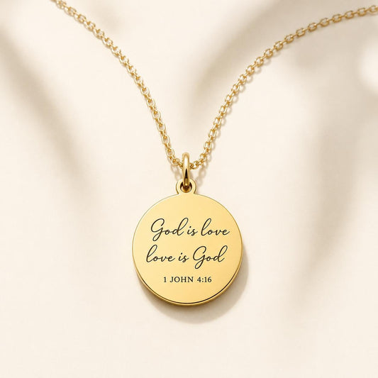 1 John 4:16 Necklace, God Is Love Necklace, Christian Bible Verse Jewelry, Gold Scripture Pendant, Faith Gift for Her
