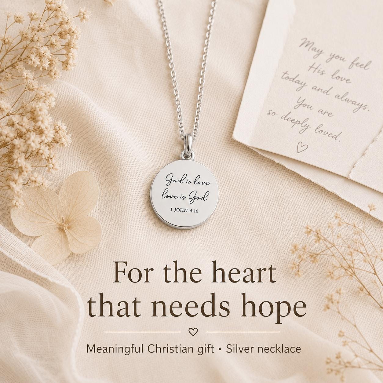 1 John 4:16 Necklace, God Is Love Necklace, Christian Bible Verse Jewelry, Gold Scripture Pendant, Faith Gift for Her