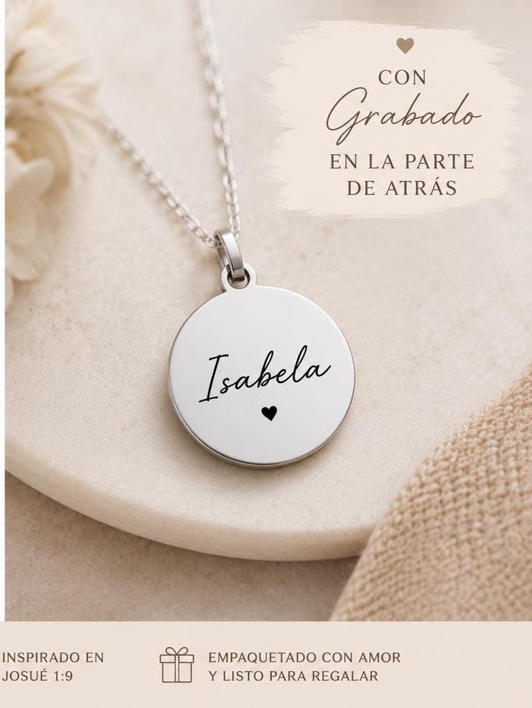 Josue 1:9 Esfuerzate y se Valiente Collar Be Strong And Courageous Bible verse Necklace Christian Gifts Scripture Jewelry Motivational Gifts