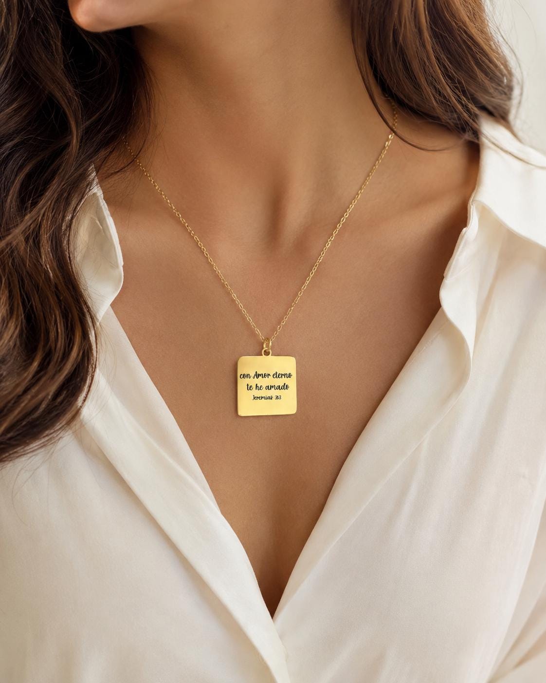 Collar Con Amor Eterno Te He Amado, Jeremías 31:3, Joyería Cristiana en Español, Collar Bíblico, Regalo de Fe para Mujer