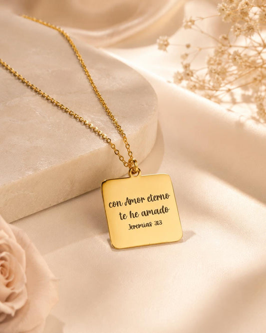 Collar Con Amor Eterno Te He Amado, Jeremías 31:3, Joyería Cristiana en Español, Collar Bíblico, Regalo de Fe para Mujer
