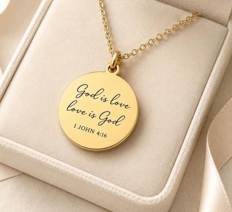 1 John 4:16 Necklace, God Is Love Necklace, Christian Bible Verse Jewelry, Gold Scripture Pendant, Faith Gift for Her