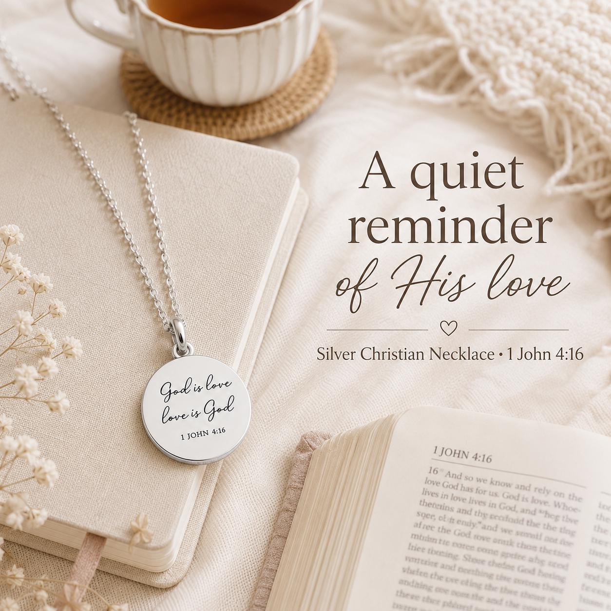 1 John 4:16 Necklace, God Is Love Necklace, Christian Bible Verse Jewelry, Gold Scripture Pendant, Faith Gift for Her