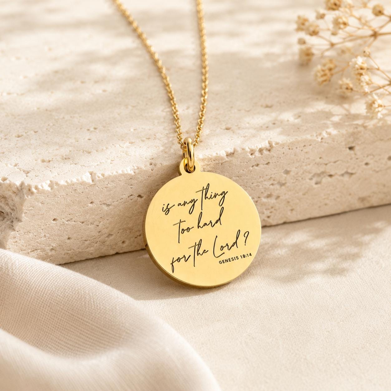 Is anything too hard for the Lord Genesis 18:14 Bible Verse Necklace Christian Jewelry Christian Gifts Motivational Gifts Christian Necklace