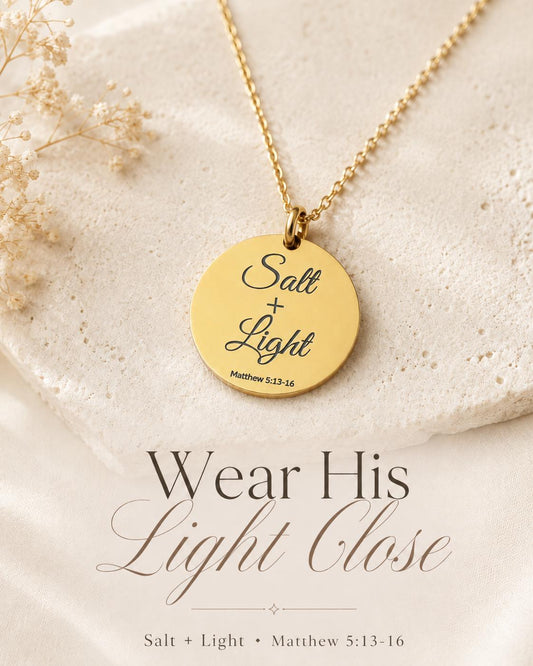 Personalized 14K Gold Plated Necklace: Salt & Light Christian Jewelry Womens Conference and Retreat Gifts