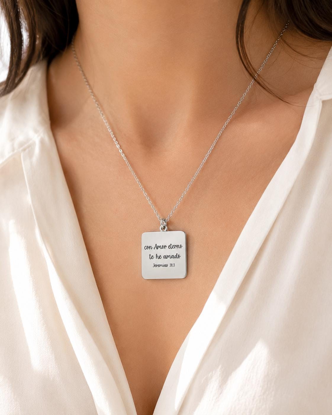 Collar Con Amor Eterno Te He Amado, Jeremías 31:3, Joyería Cristiana en Español, Collar Bíblico, Regalo de Fe para Mujer