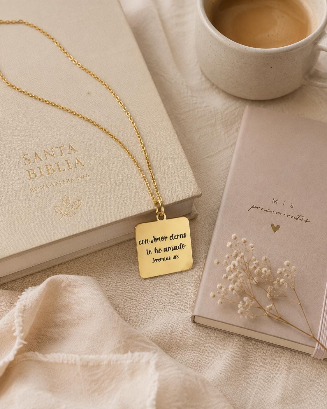 Collar Con Amor Eterno Te He Amado, Jeremías 31:3, Joyería Cristiana en Español, Collar Bíblico, Regalo de Fe para Mujer