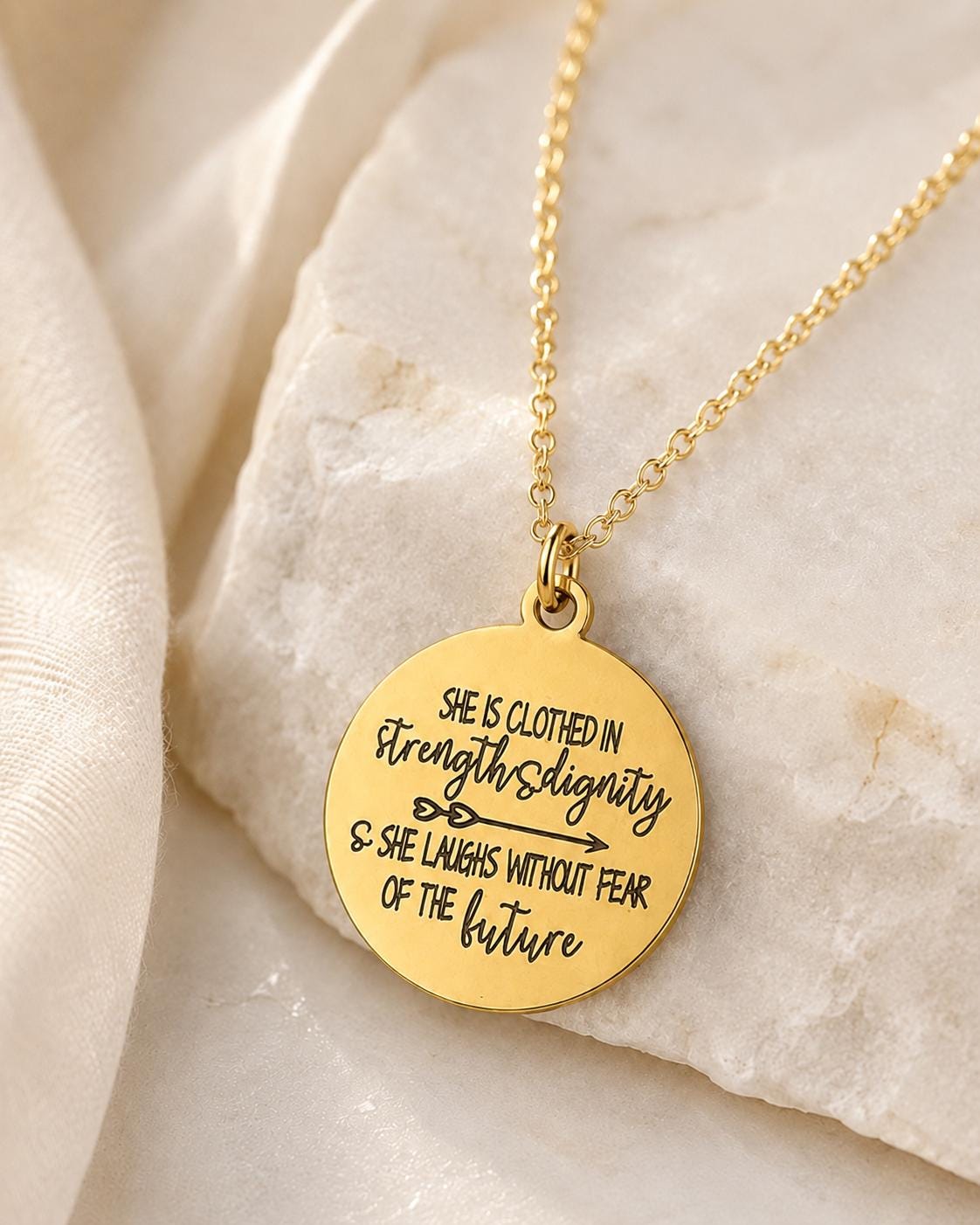 Proverbs 31:25 Necklace, She Is Clothed in Strength and Dignity Necklace, Christian Jewelry for Women, Faith Gift, Bible Verse Necklace