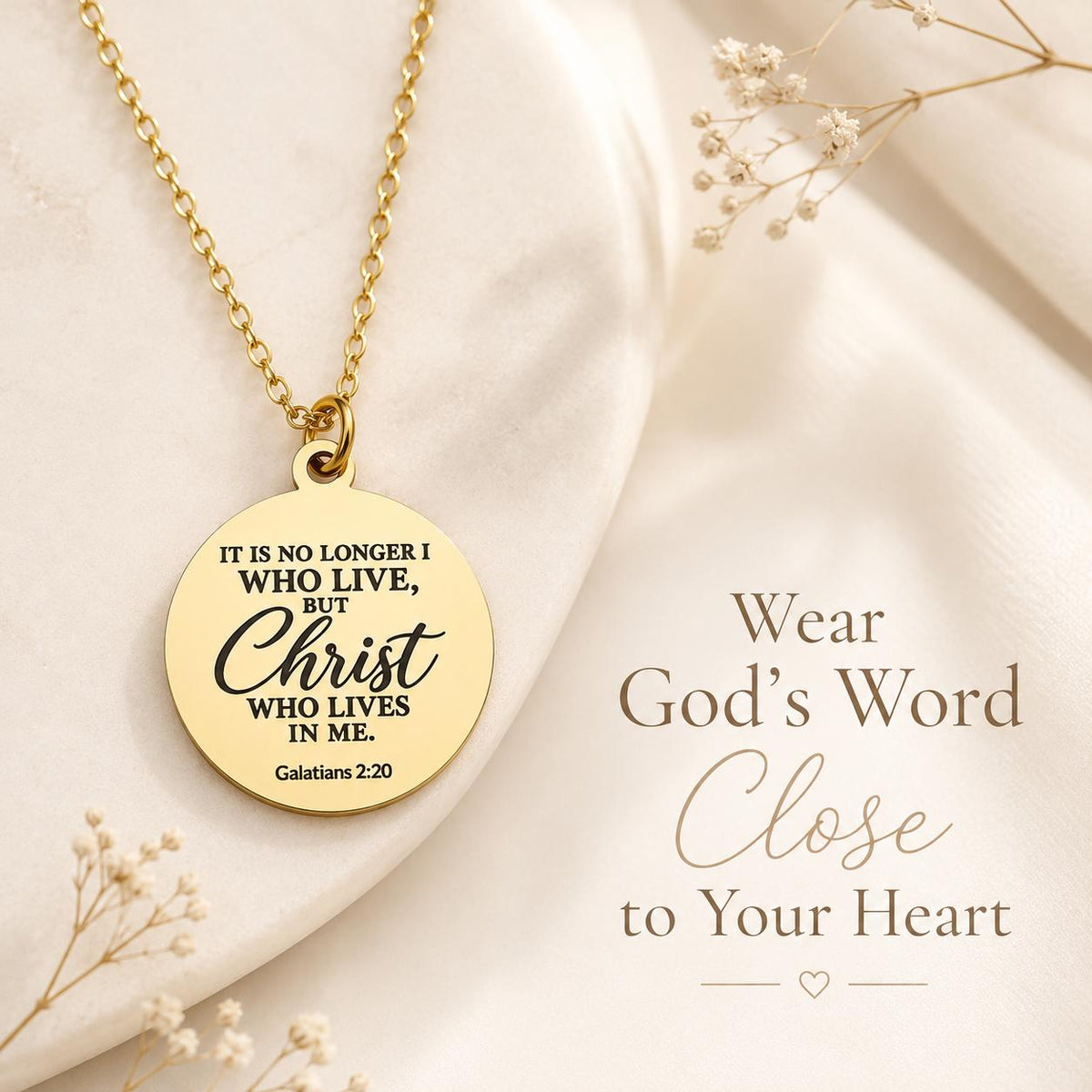 Galatians 2:20 Necklace, Christian Scripture Necklace, Christ Lives in Me Pendant, Personalized Bible Verse Jewelry, Christian Gift for Her
