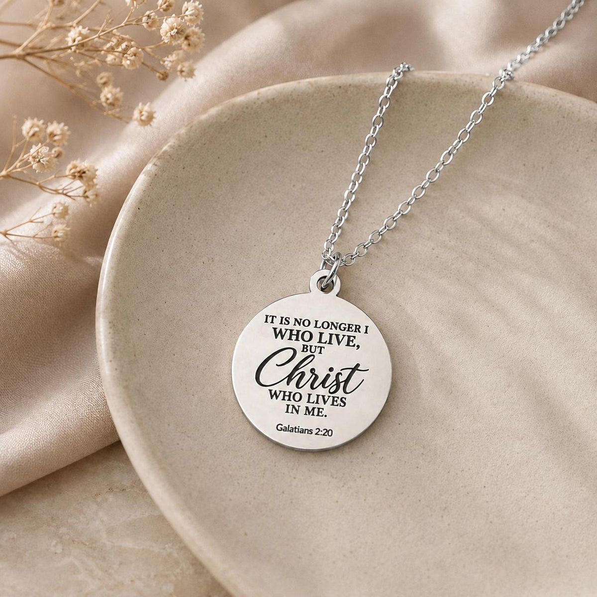 Galatians 2:20 Necklace, Christian Scripture Necklace, Christ Lives in Me Pendant, Personalized Bible Verse Jewelry, Christian Gift for Her