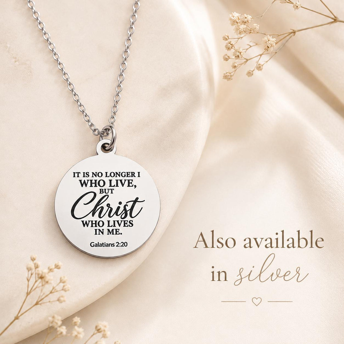Galatians 2:20 Necklace, Christian Scripture Necklace, Christ Lives in Me Pendant, Personalized Bible Verse Jewelry, Christian Gift for Her