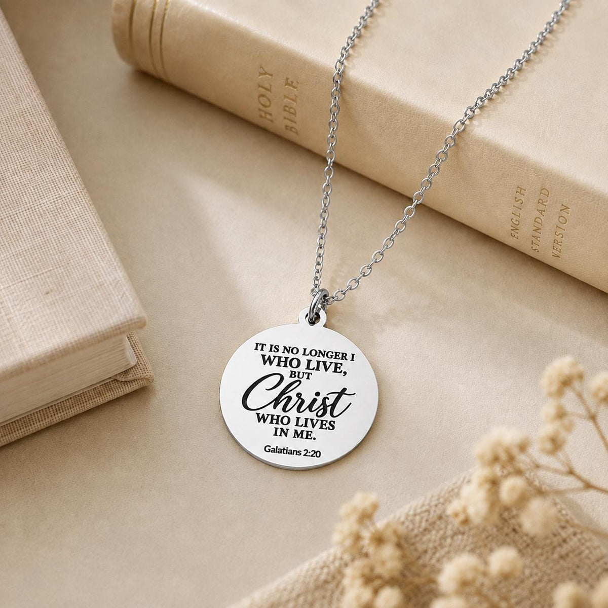 Galatians 2:20 Necklace, Christian Scripture Necklace, Christ Lives in Me Pendant, Personalized Bible Verse Jewelry, Christian Gift for Her