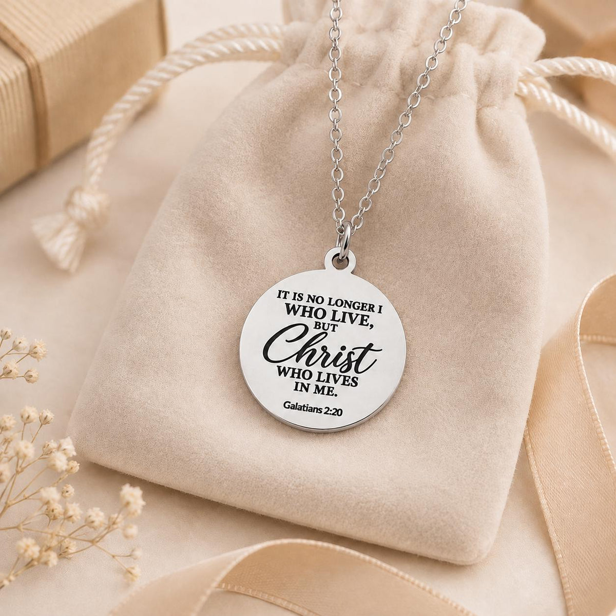 Galatians 2:20 Necklace, Christian Scripture Necklace, Christ Lives in Me Pendant, Personalized Bible Verse Jewelry, Christian Gift for Her