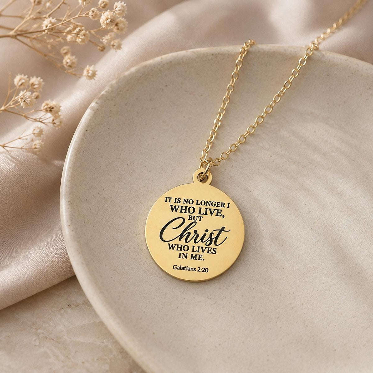 Galatians 2:20 Necklace, Christian Scripture Necklace, Christ Lives in Me Pendant, Personalized Bible Verse Jewelry, Christian Gift for Her
