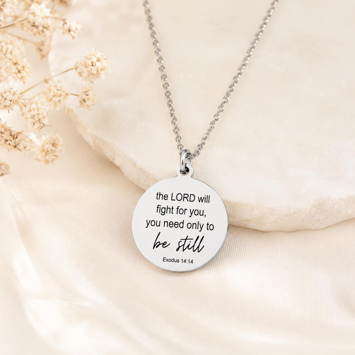 The Lord will fight for you Exodus 14:14 Necklace, Christian Gifts, Be Still Necklace, Gifts for mom, Meaningful Gifts, motivational jewelry