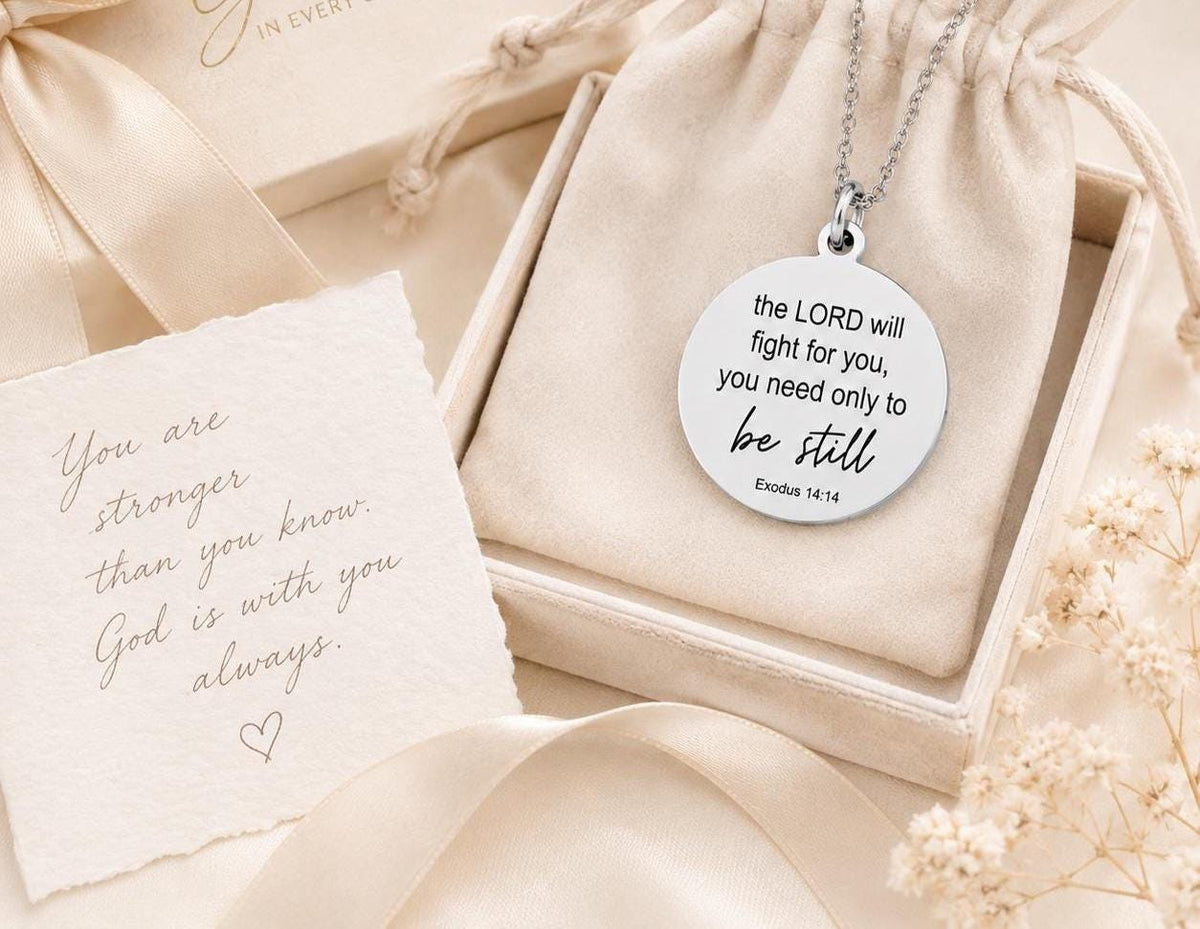 The Lord will fight for you Exodus 14:14 Necklace, Christian Gifts, Be Still Necklace, Gifts for mom, Meaningful Gifts, motivational jewelry